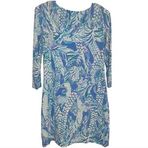 Lilly Pulitzer Knit 3/4 Sleeve Dress  Blue Green XS EUC